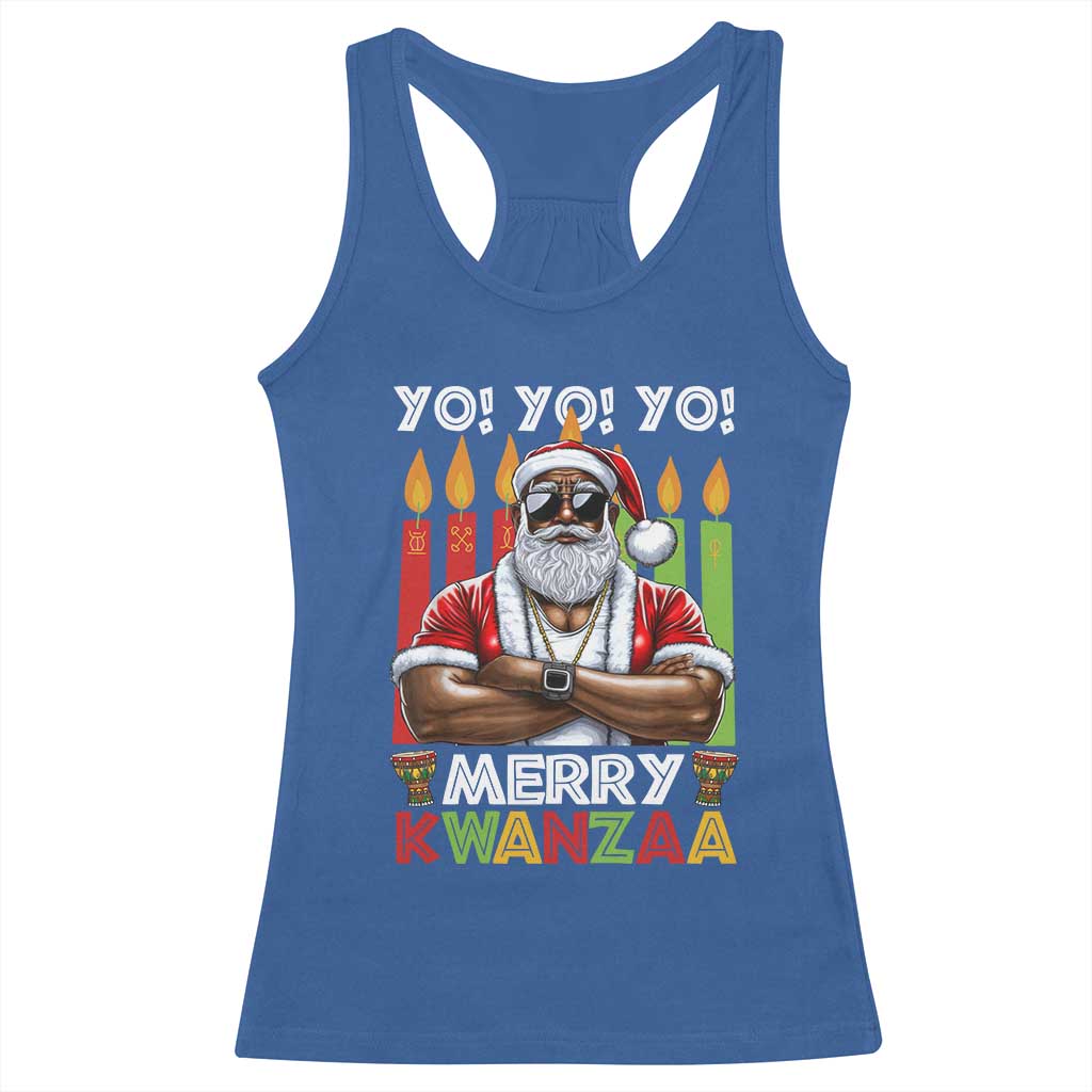 Merry Kwanzaa Racerback Tank Top African American Santa Black Christmas TS09 Royal Blue Print Your Wear