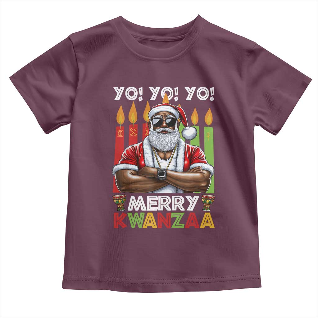 Merry Kwanzaa Toddler T Shirt African American Santa Black Christmas TS09 Maroon Print Your Wear