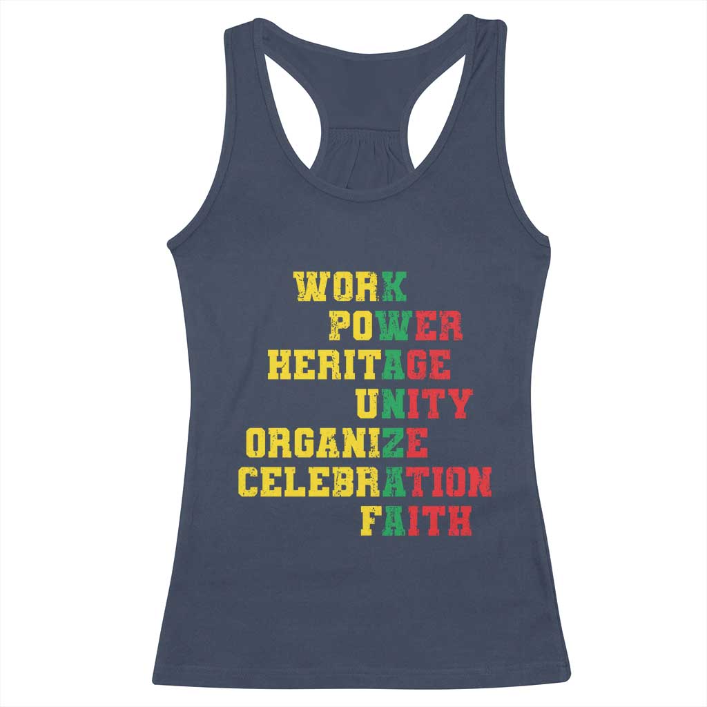 Kwanzaa Racerback Tank Top Work Power Heritage Unity Organize Celebration Faith TS09 Navy Print Your Wear