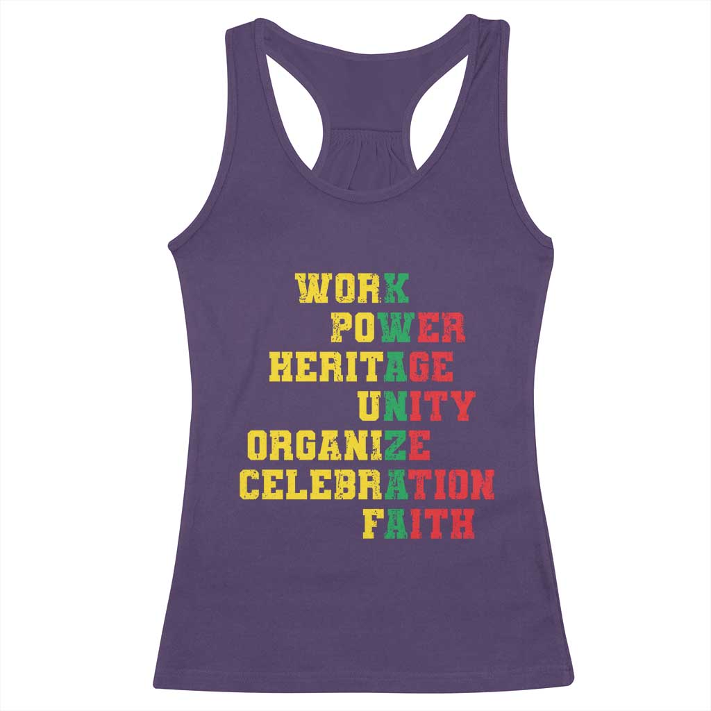 Kwanzaa Racerback Tank Top Work Power Heritage Unity Organize Celebration Faith TS09 Purple Print Your Wear