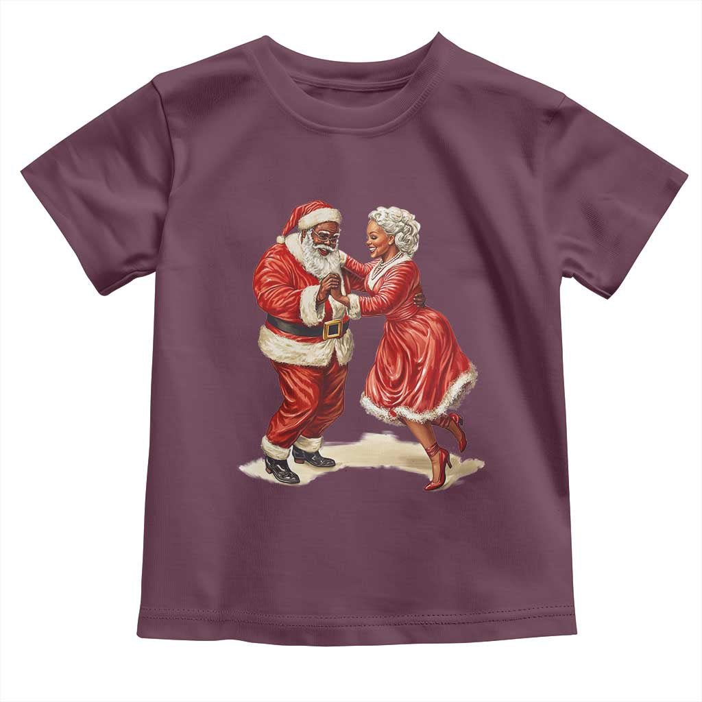 African American Christmas Toddler T Shirt Black Santa Mr Mrs Claus Dancing TS09 Maroon Print Your Wear