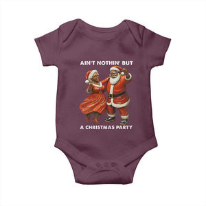 African American Christmas Baby Onesie Ain't Nothin' But A Christmas Party Mr Mrs Claus Dancing TS09 Maroon Print Your Wear