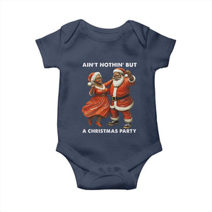 African American Christmas Baby Onesie Ain't Nothin' But A Christmas Party Mr Mrs Claus Dancing TS09 Navy Print Your Wear