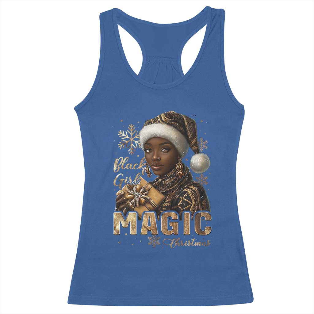 Xmas Melanin Black Girl Magic Racerback Tank Top TS09 Royal Blue Print Your Wear