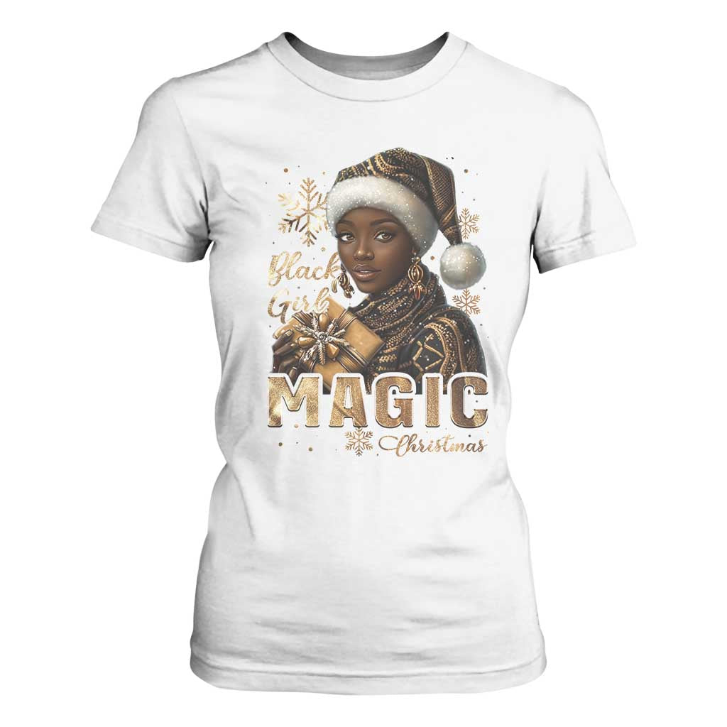 Xmas Melanin Black Girl Magic T Shirt For Women TS09 White Print Your Wear