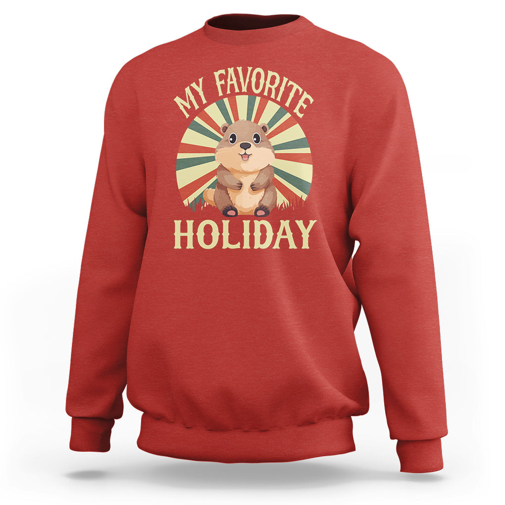Cute Groundhog Retro My Favorite Holiday Sweatshirt TS09 Red Printyourwear