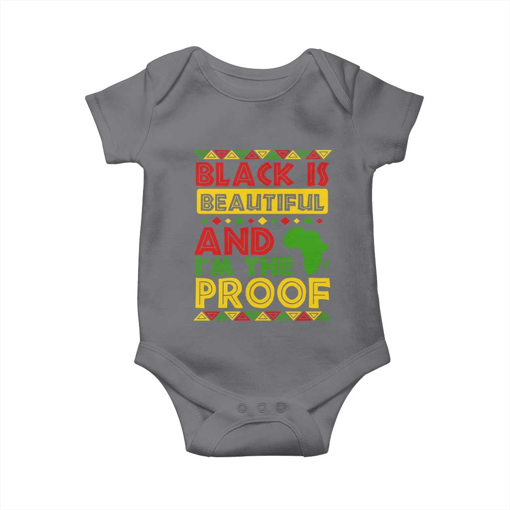 Black History Month Baby Onesie Black Is Beautiful And I'm The Proof TS09 Charcoal Print Your Wear