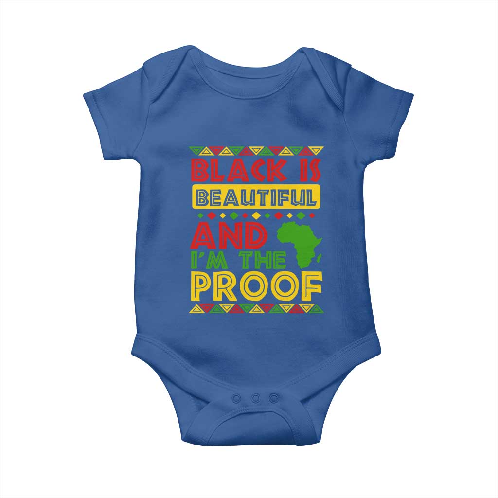 Black History Month Baby Onesie Black Is Beautiful And I'm The Proof TS09 Royal Blue Print Your Wear