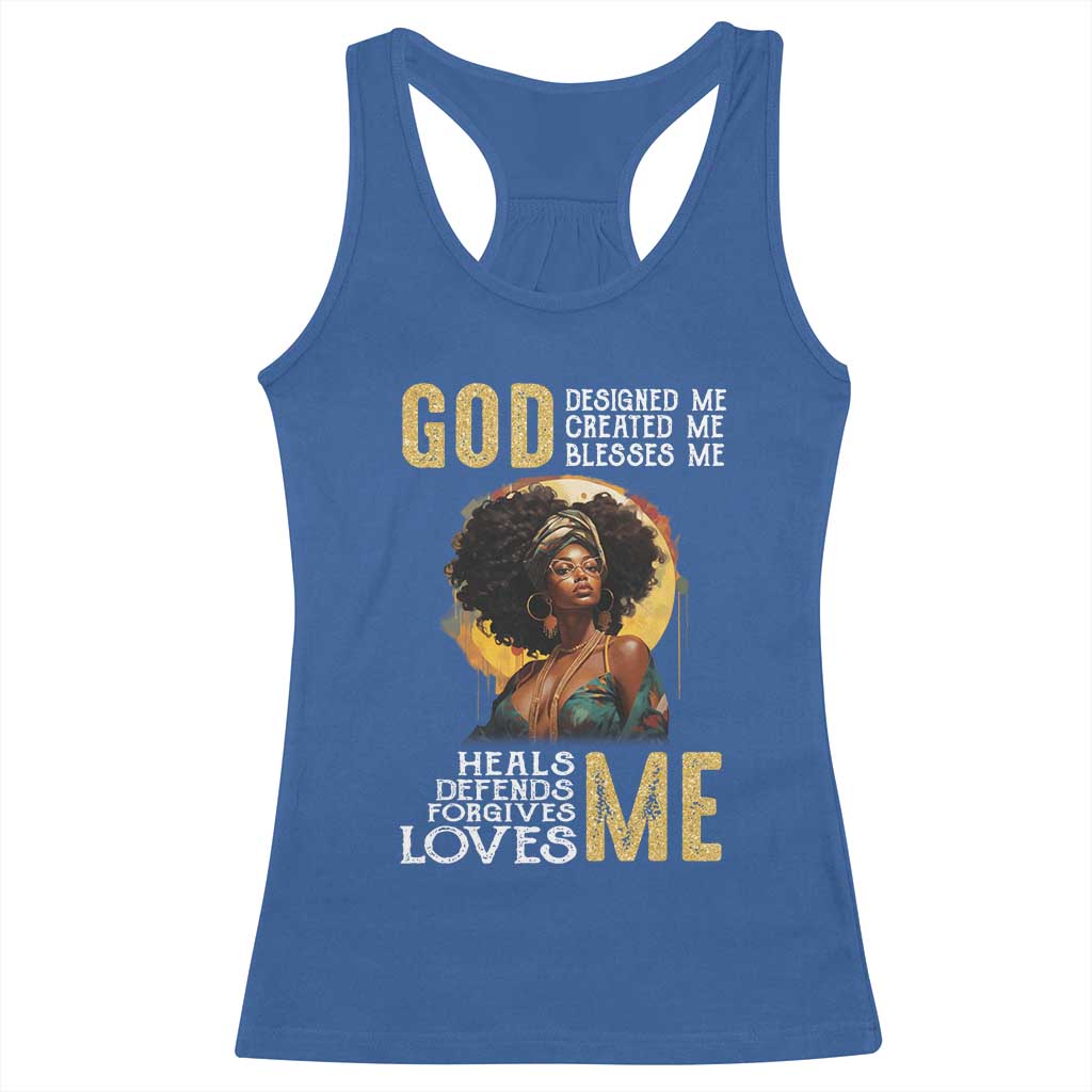 African Women Pride Racerback Tank Top God Designed Created Blessed Me Black History Month TS09 Royal Blue Print Your Wear