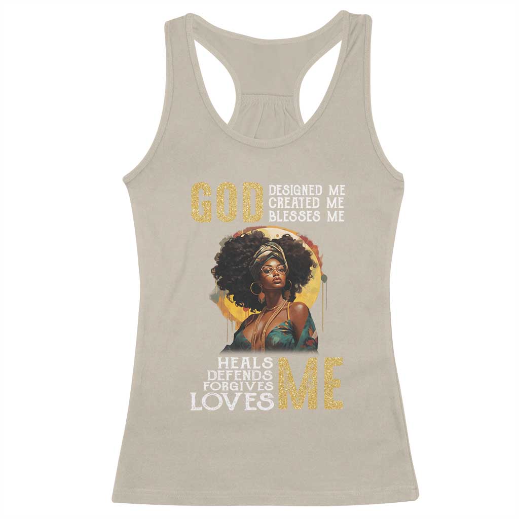 African Women Pride Racerback Tank Top God Designed Created Blessed Me Black History Month TS09 Sand Print Your Wear