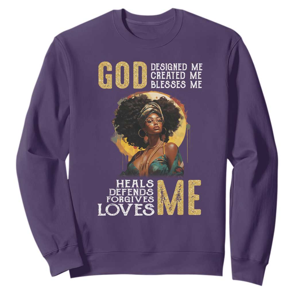 Black History Month Sweatshirt African Women God Designed Created Blessed Me TS09 Purple Printyourwear