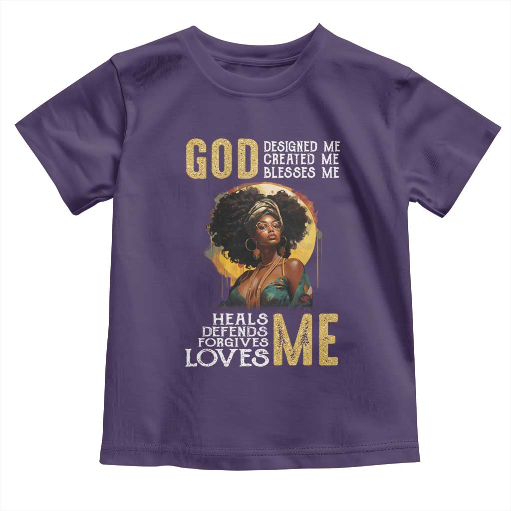 African Women Pride Toddler T Shirt God Designed Created Blessed Me Black History Month TS09 Purple Print Your Wear