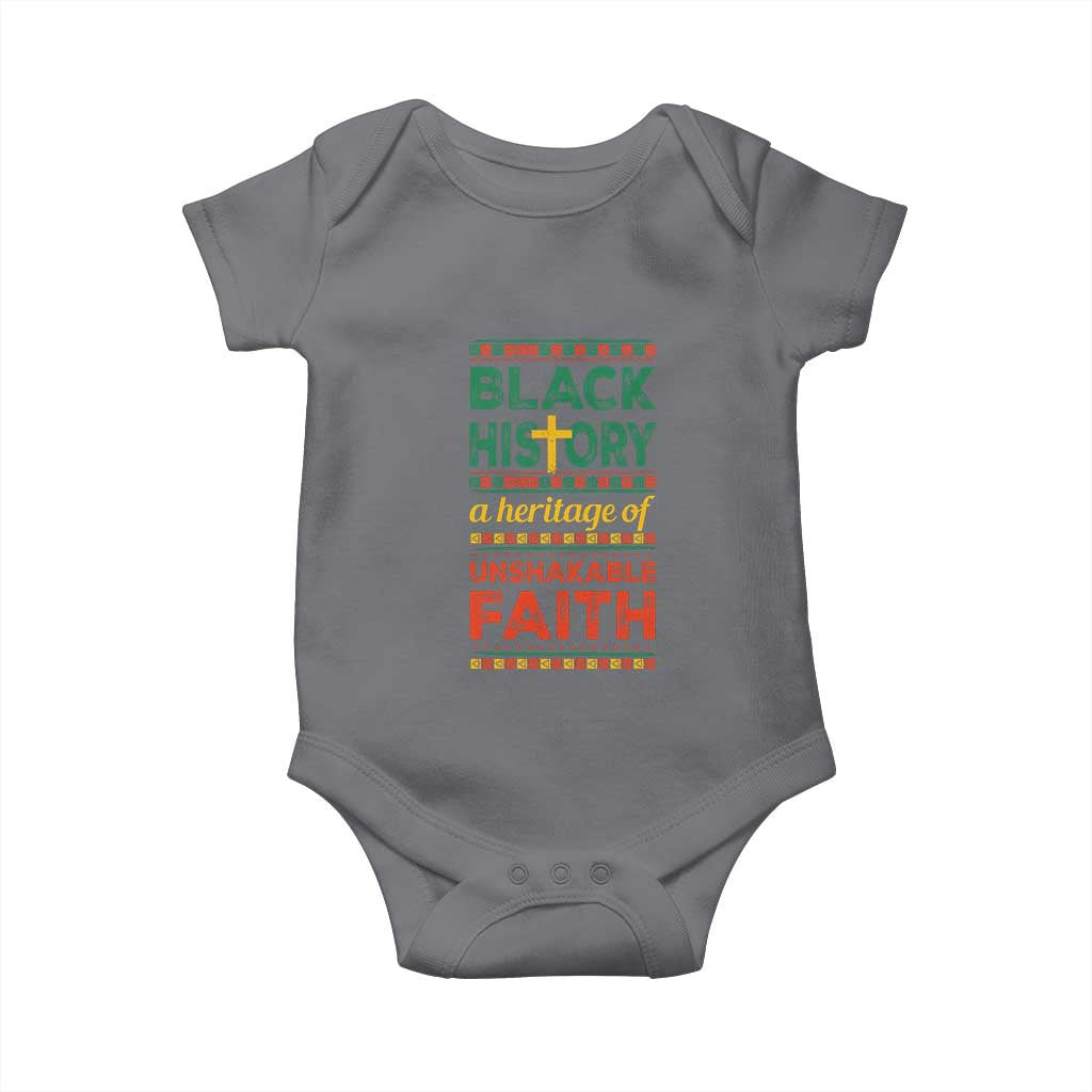 Black History Month Baby Onesie A Heritage Of Unshakeable Faith Christian TS09 Charcoal Print Your Wear