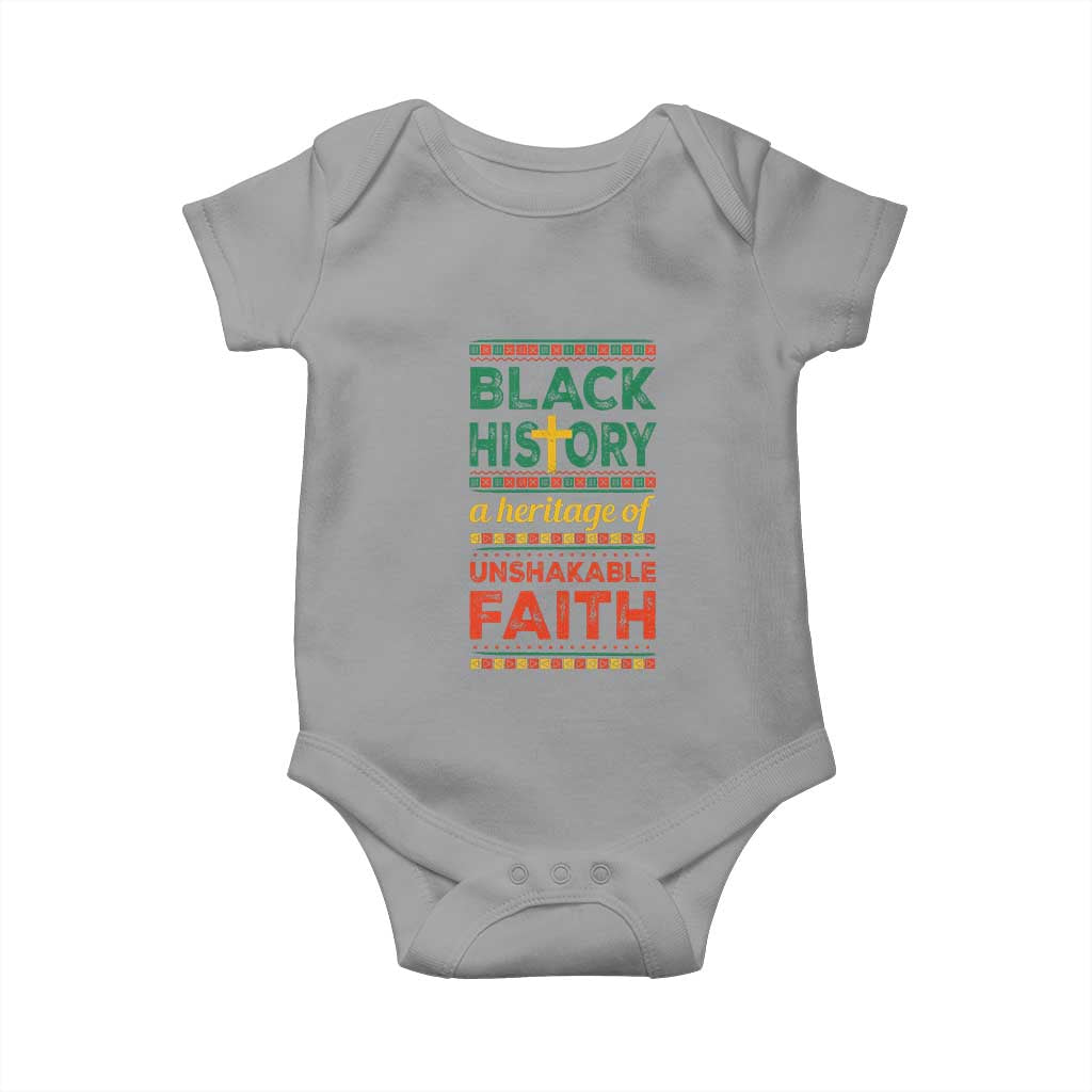 Black History Month Baby Onesie A Heritage Of Unshakeable Faith Christian TS09 Sport Gray Print Your Wear