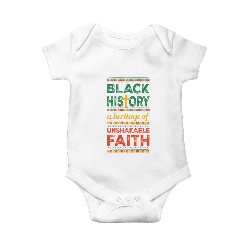 Black History Month Baby Onesie A Heritage Of Unshakeable Faith Christian TS09 White Print Your Wear