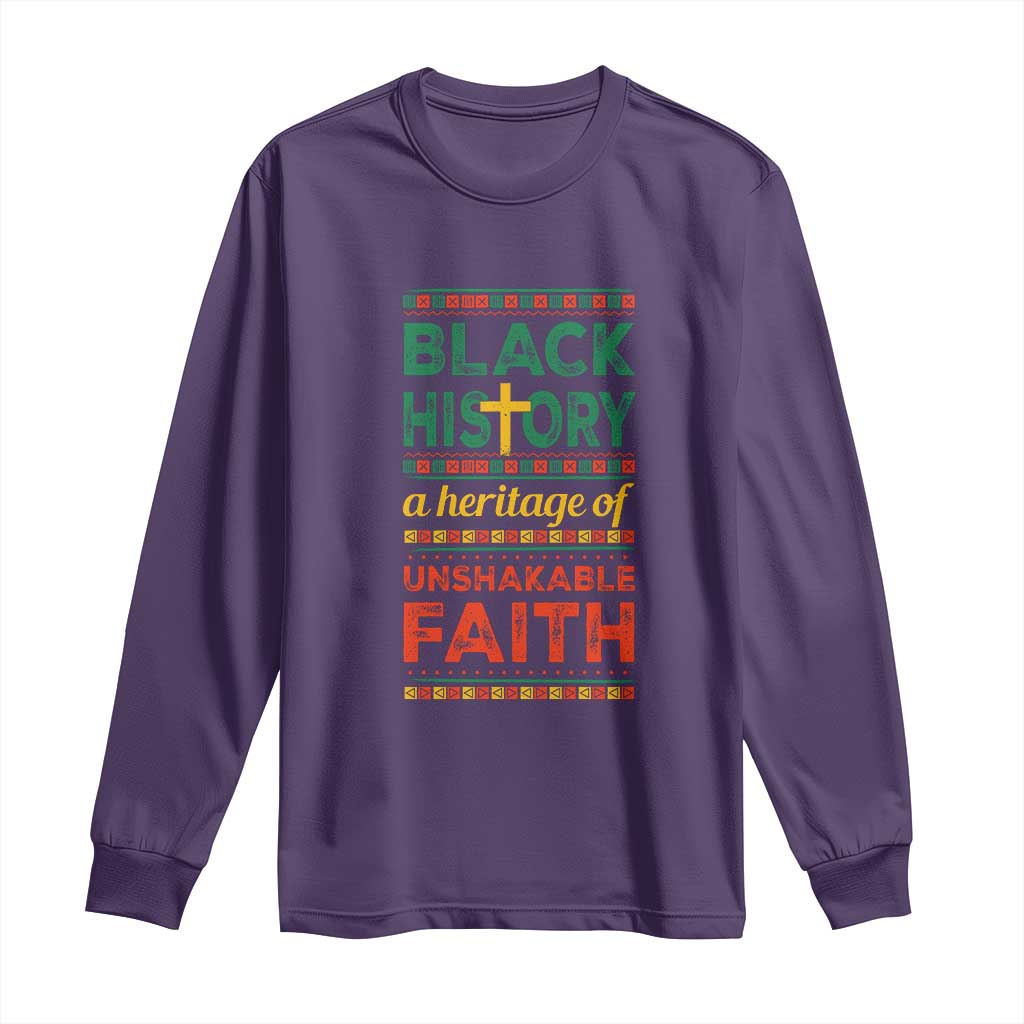 Black History Month Long Sleeve Shirt A Heritage Of Unshakeable Faith Christian TS09 Purple Print Your Wear