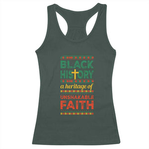 Black History Month Racerback Tank Top A Heritage Of Unshakeable Faith Christian TS09 Dark Forest Green Print Your Wear