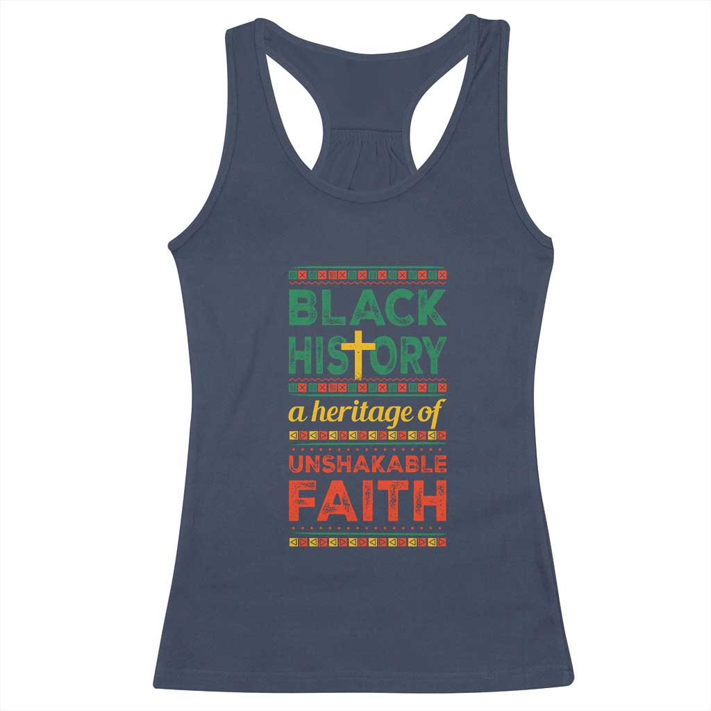 Black History Month Racerback Tank Top A Heritage Of Unshakeable Faith Christian TS09 Navy Print Your Wear