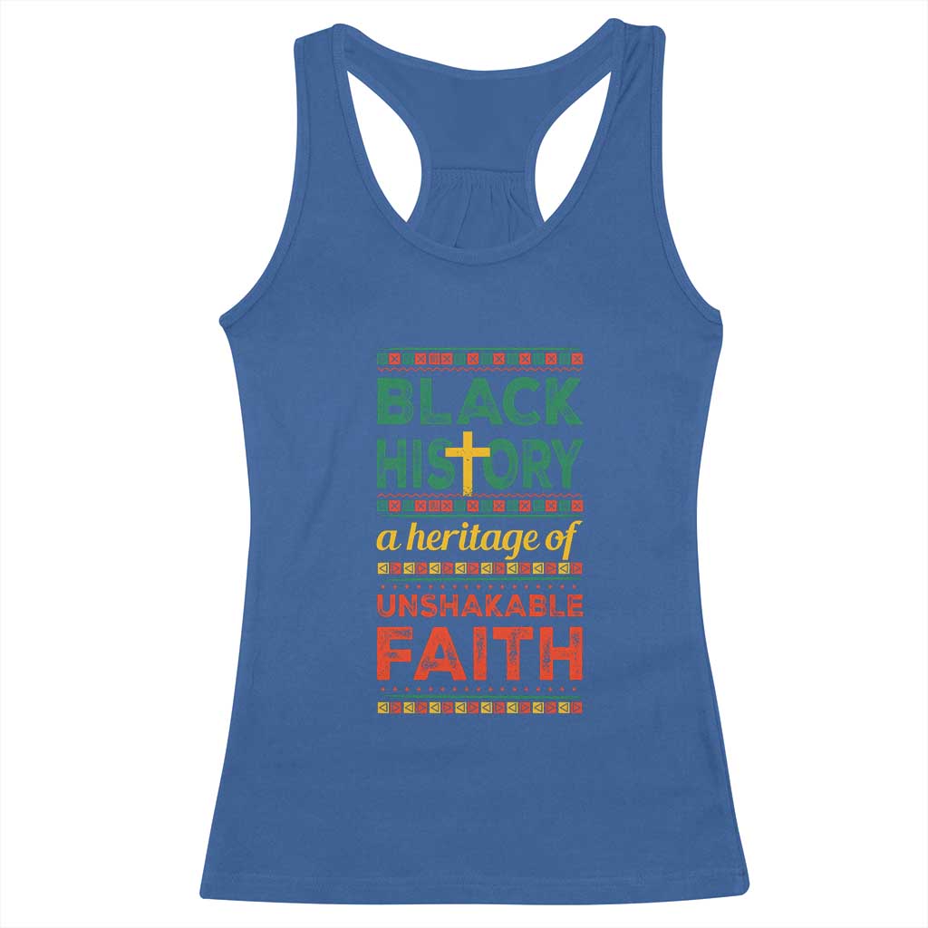 Black History Month Racerback Tank Top A Heritage Of Unshakeable Faith Christian TS09 Royal Blue Print Your Wear