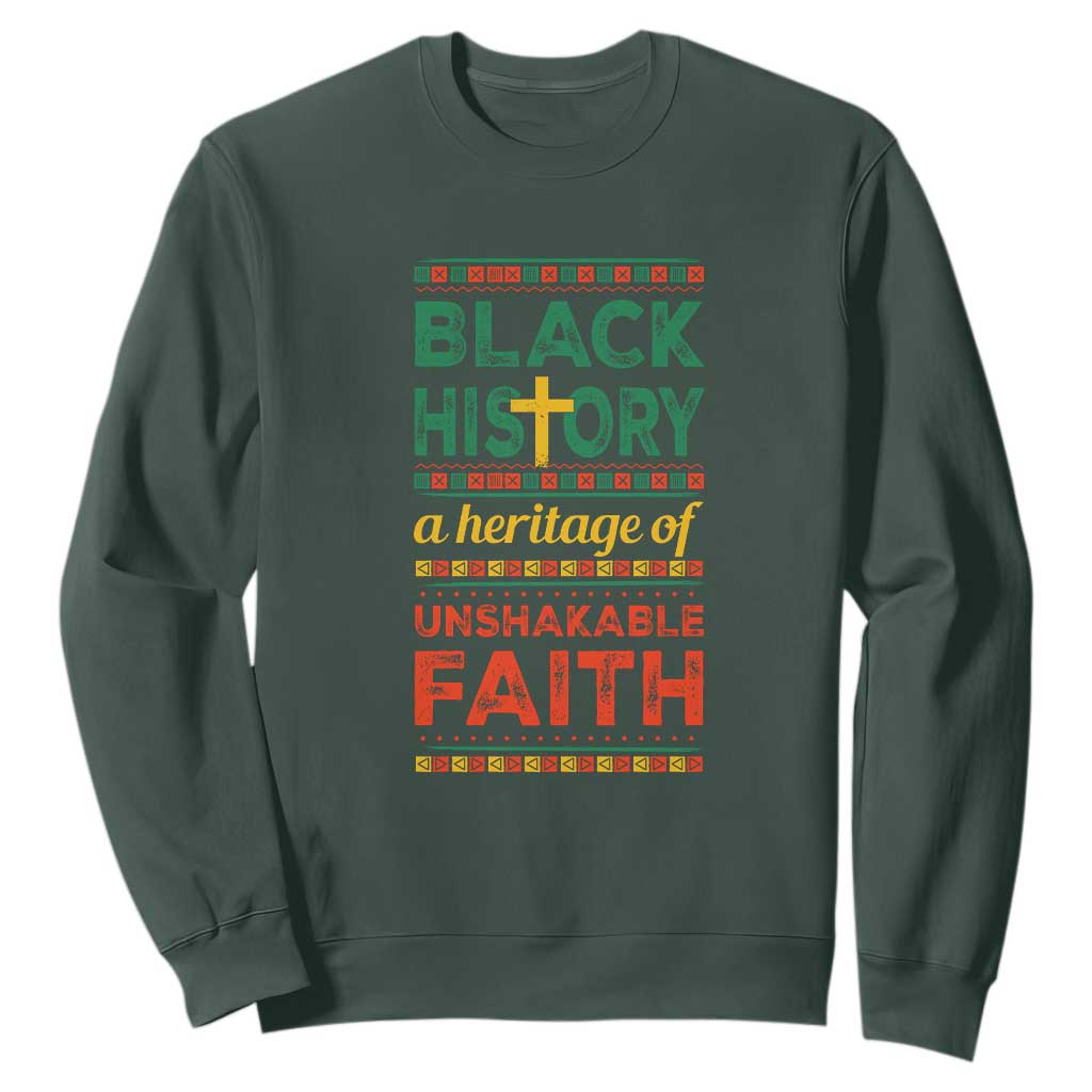 Black History Month Sweatshirt A Heritage Of Unshakeable Faith Christian BLM TS09 Dark Forest Green Printyourwear