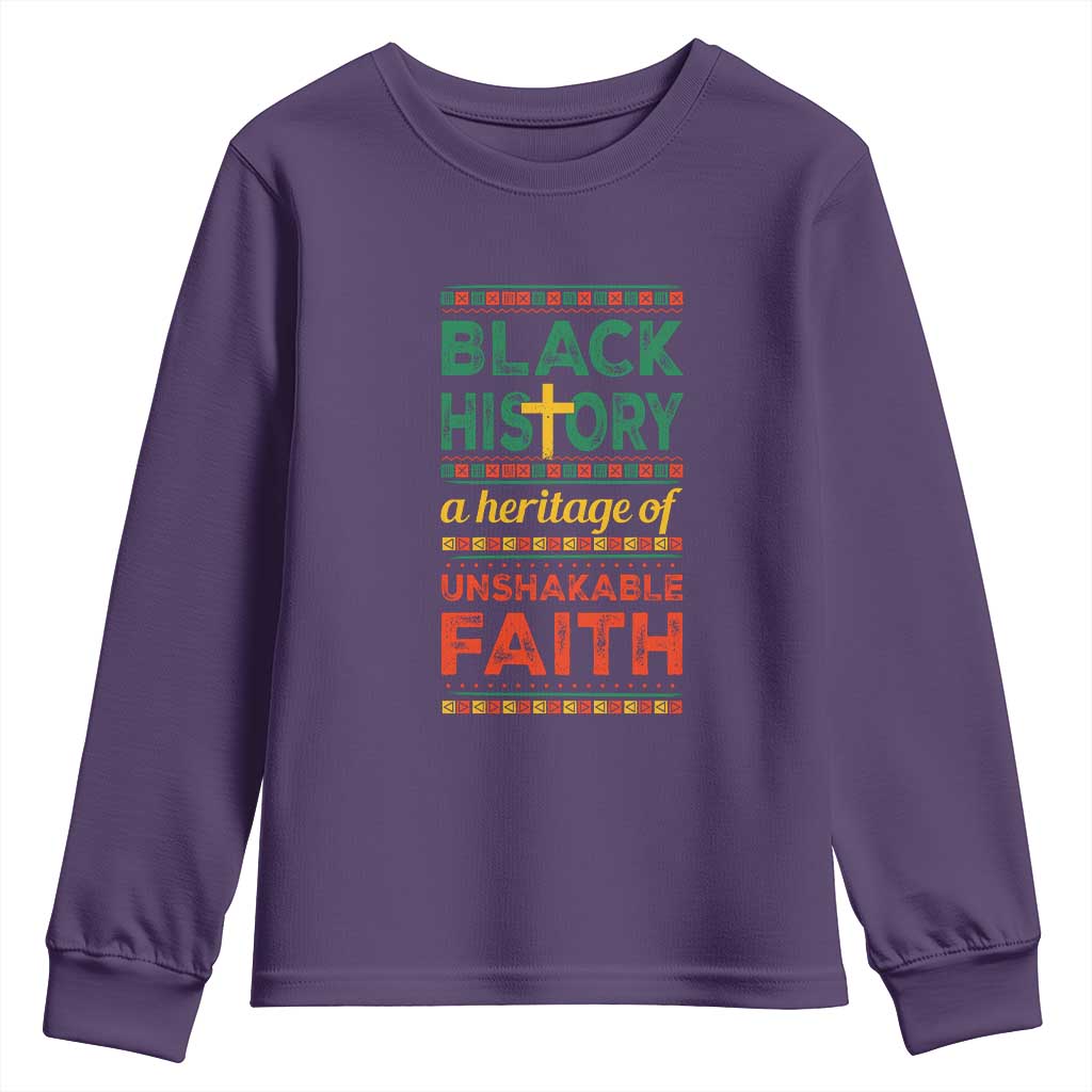 Black History Month Youth Sweatshirt A Heritage Of Unshakeable Faith Christian TS09 Purple Print Your Wear