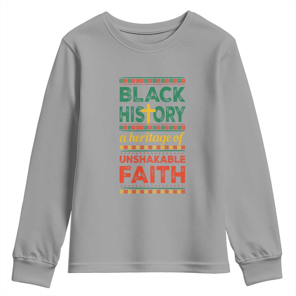 Black History Month Youth Sweatshirt A Heritage Of Unshakeable Faith Christian TS09 Sport Gray Print Your Wear