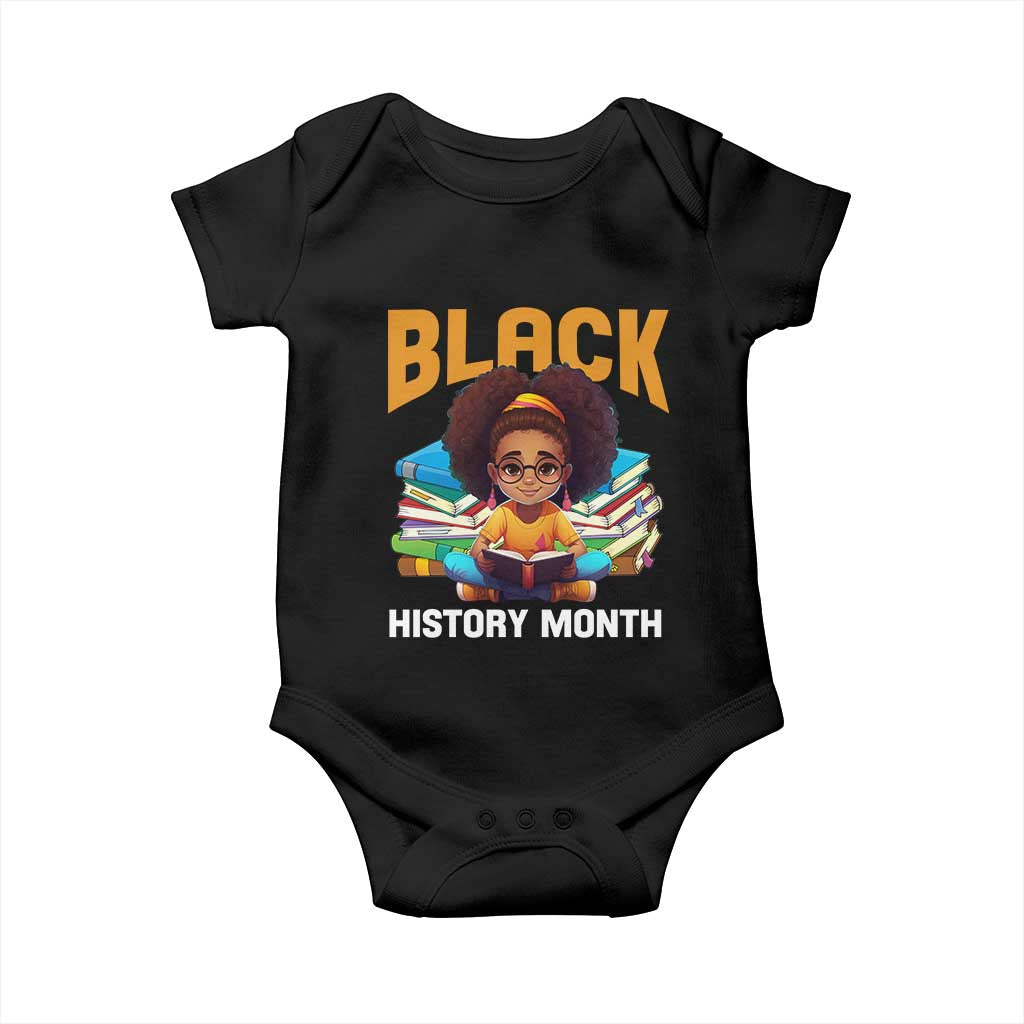 Black History Month Baby Onesie African Girl Reading Book Black Educated Educator TS09 Black Print Your Wear