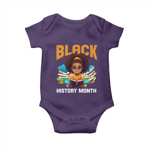 Black History Month Baby Onesie African Girl Reading Book Black Educated Educator TS09 Purple Print Your Wear