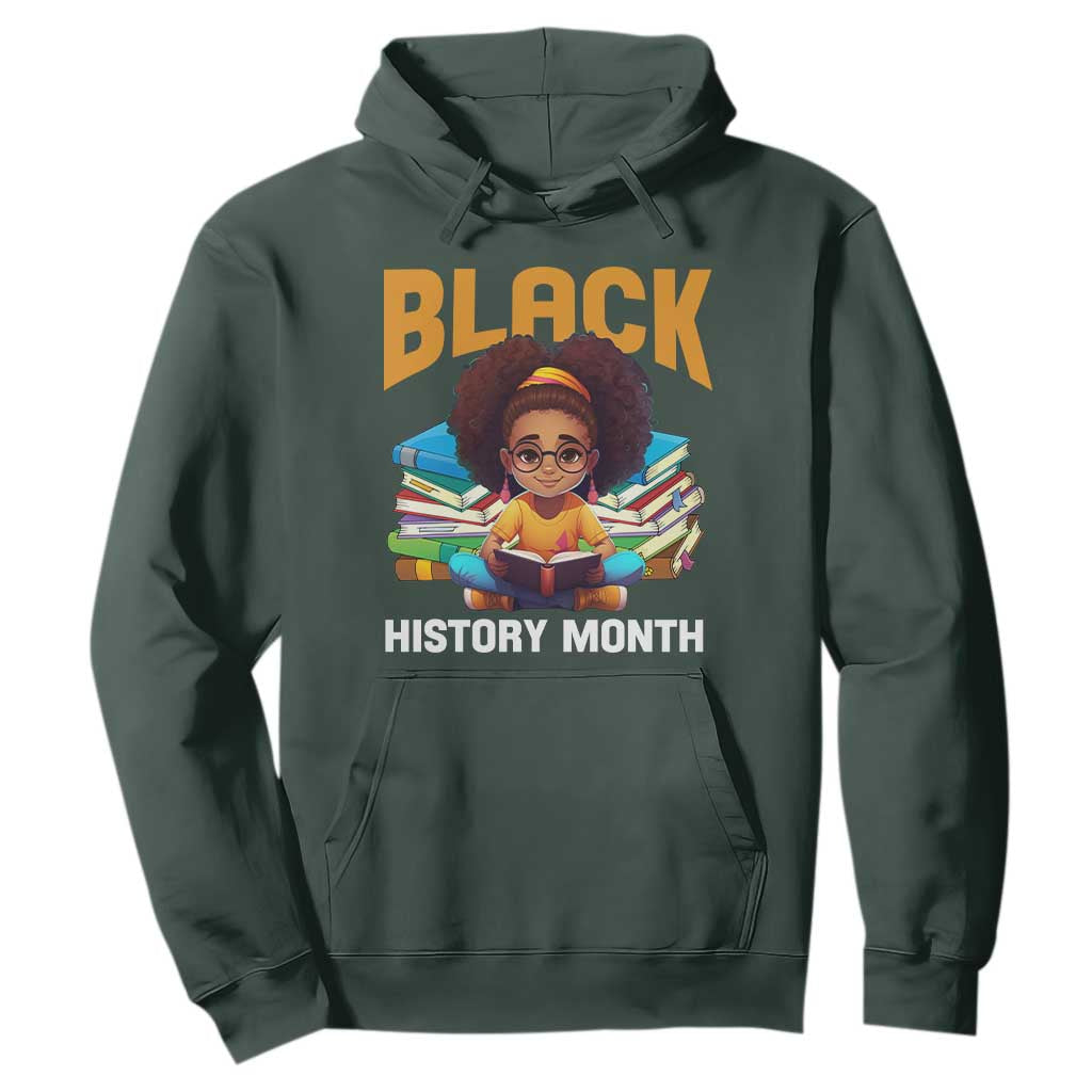 Black History Month Hoodie Girl Reading Book African Pride Melanin TS09 Dark Forest Green Printyourwear
