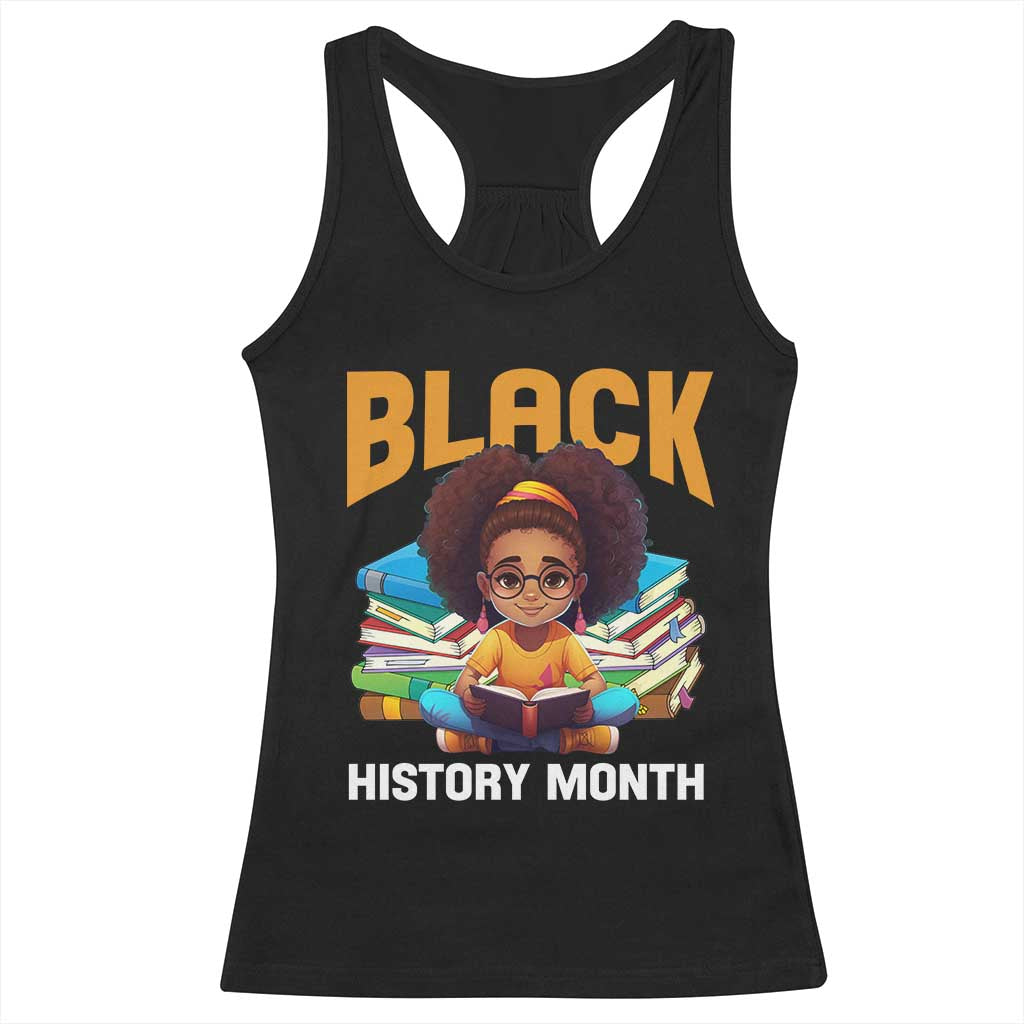 Black History Month Racerback Tank Top African Girl Reading Book Black Educated Educator TS09 Black Print Your Wear