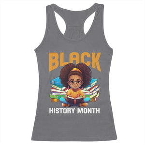 Black History Month Racerback Tank Top African Girl Reading Book Black Educated Educator TS09 Charcoal Print Your Wear