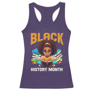 Black History Month Racerback Tank Top African Girl Reading Book Black Educated Educator TS09 Purple Print Your Wear