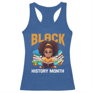 Black History Month Racerback Tank Top African Girl Reading Book Black Educated Educator TS09 Royal Blue Print Your Wear