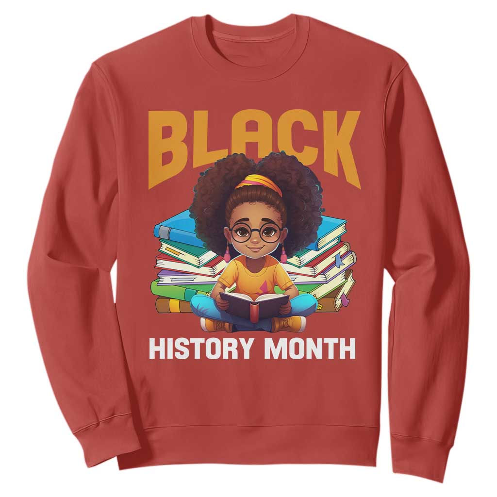 Black History Month Sweatshirt Girl Reading Book African Pride Melanin TS09 Red Printyourwear