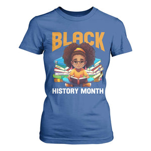Black History Month T Shirt For Women African Girl Reading Book Black Educated Educator TS09 Royal Blue Print Your Wear