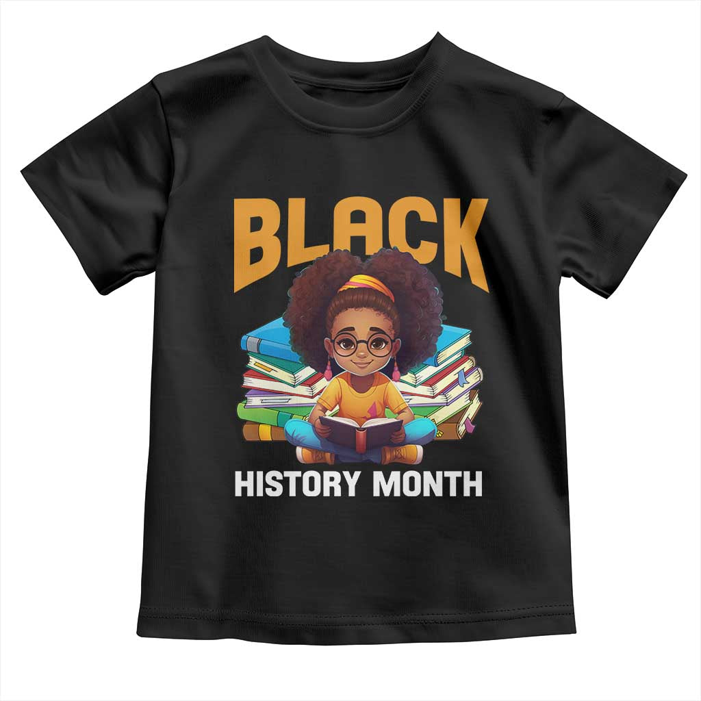 Black History Month Toddler T Shirt African Girl Reading Book Black Educated Educator TS09 Black Print Your Wear