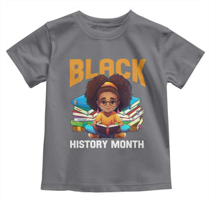 Black History Month Toddler T Shirt African Girl Reading Book Black Educated Educator TS09 Charcoal Print Your Wear