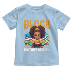 Black History Month Toddler T Shirt African Girl Reading Book Black Educated Educator TS09 Light Blue Print Your Wear