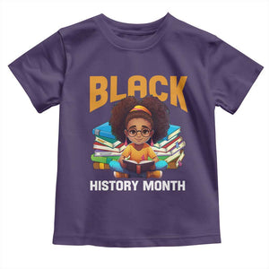 Black History Month Toddler T Shirt African Girl Reading Book Black Educated Educator TS09 Purple Print Your Wear