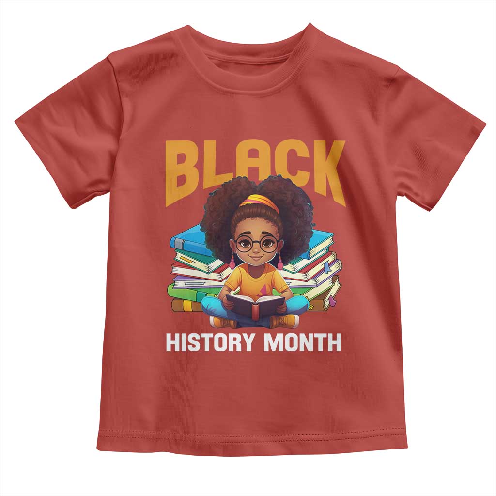 Black History Month Toddler T Shirt African Girl Reading Book Black Educated Educator TS09 Red Print Your Wear