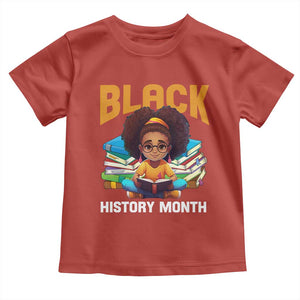 Black History Month Toddler T Shirt African Girl Reading Book Black Educated Educator TS09 Red Print Your Wear