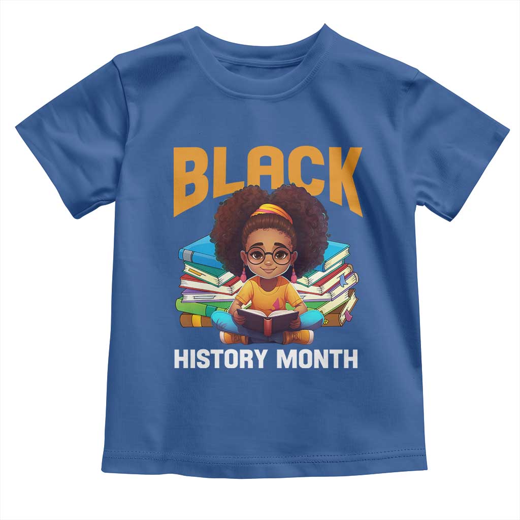 Black History Month Toddler T Shirt African Girl Reading Book Black Educated Educator TS09 Royal Blue Print Your Wear