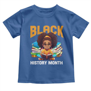 Black History Month Toddler T Shirt African Girl Reading Book Black Educated Educator TS09 Royal Blue Print Your Wear