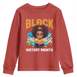 Black History Month Youth Sweatshirt African Girl Reading Book Black Educated Educator TS09 Red Print Your Wear