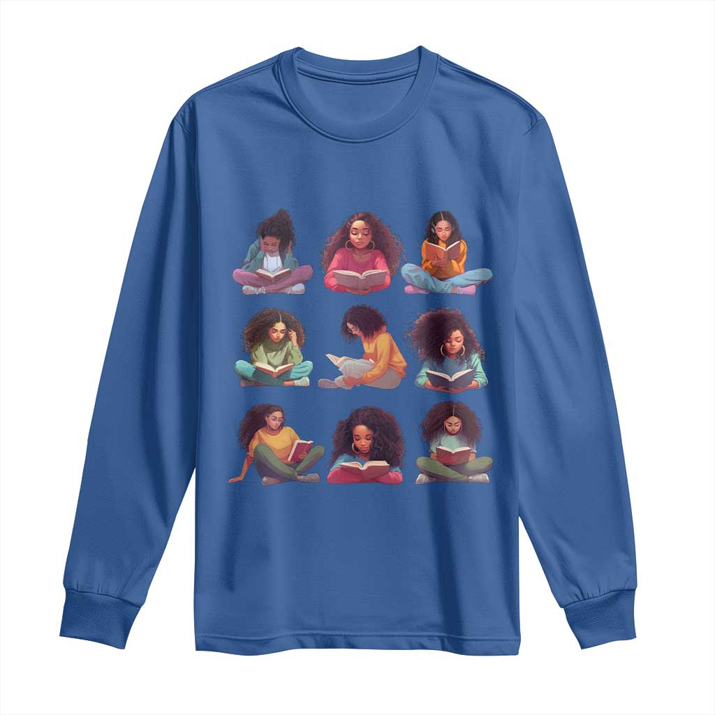 Black History Month Long Sleeve Shirt Reading Book African Smart Melanin Women Girls TS09 Royal Blue Print Your Wear