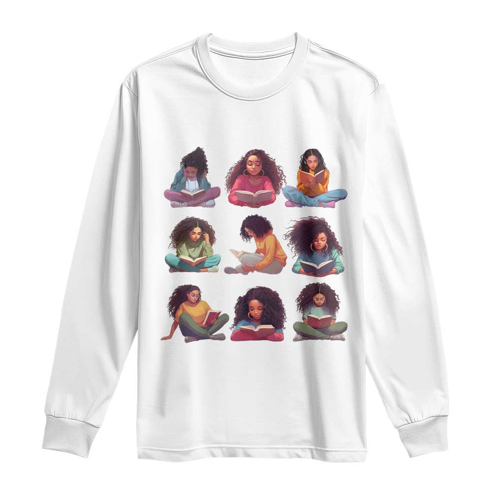 Black History Month Long Sleeve Shirt Reading Book African Smart Melanin Women Girls TS09 White Print Your Wear