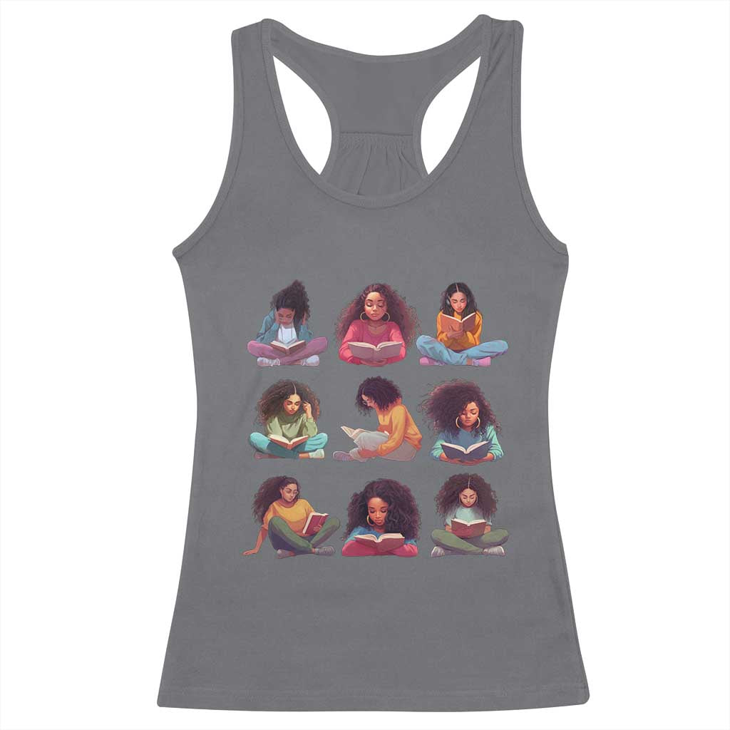 Black History Month Racerback Tank Top Reading Book African Smart Melanin Women Girls TS09 Charcoal Print Your Wear