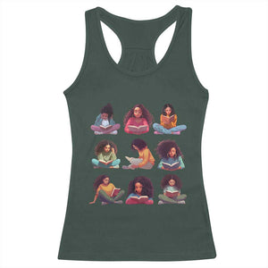 Black History Month Racerback Tank Top Reading Book African Smart Melanin Women Girls TS09 Dark Forest Green Print Your Wear