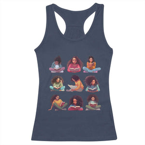 Black History Month Racerback Tank Top Reading Book African Smart Melanin Women Girls TS09 Navy Print Your Wear