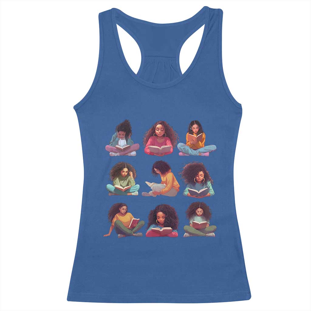 Black History Month Racerback Tank Top Reading Book African Smart Melanin Women Girls TS09 Royal Blue Print Your Wear